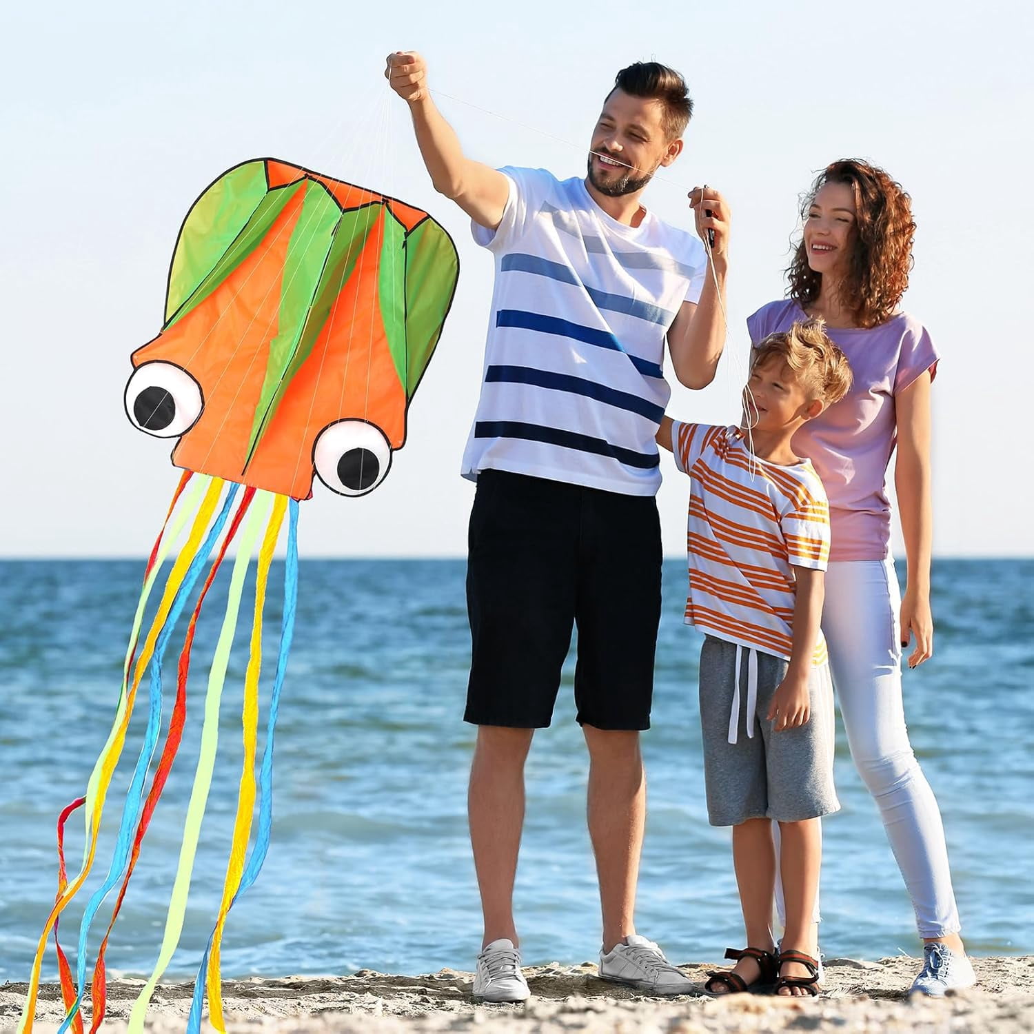 6 Pack Large Butterfly Dragonfly Owl Parrot Eagle Goldfish Kites for Kids and Adults, Easy to Fly Outdoor Beach Games and Activities Gift Set (Cute Style)
