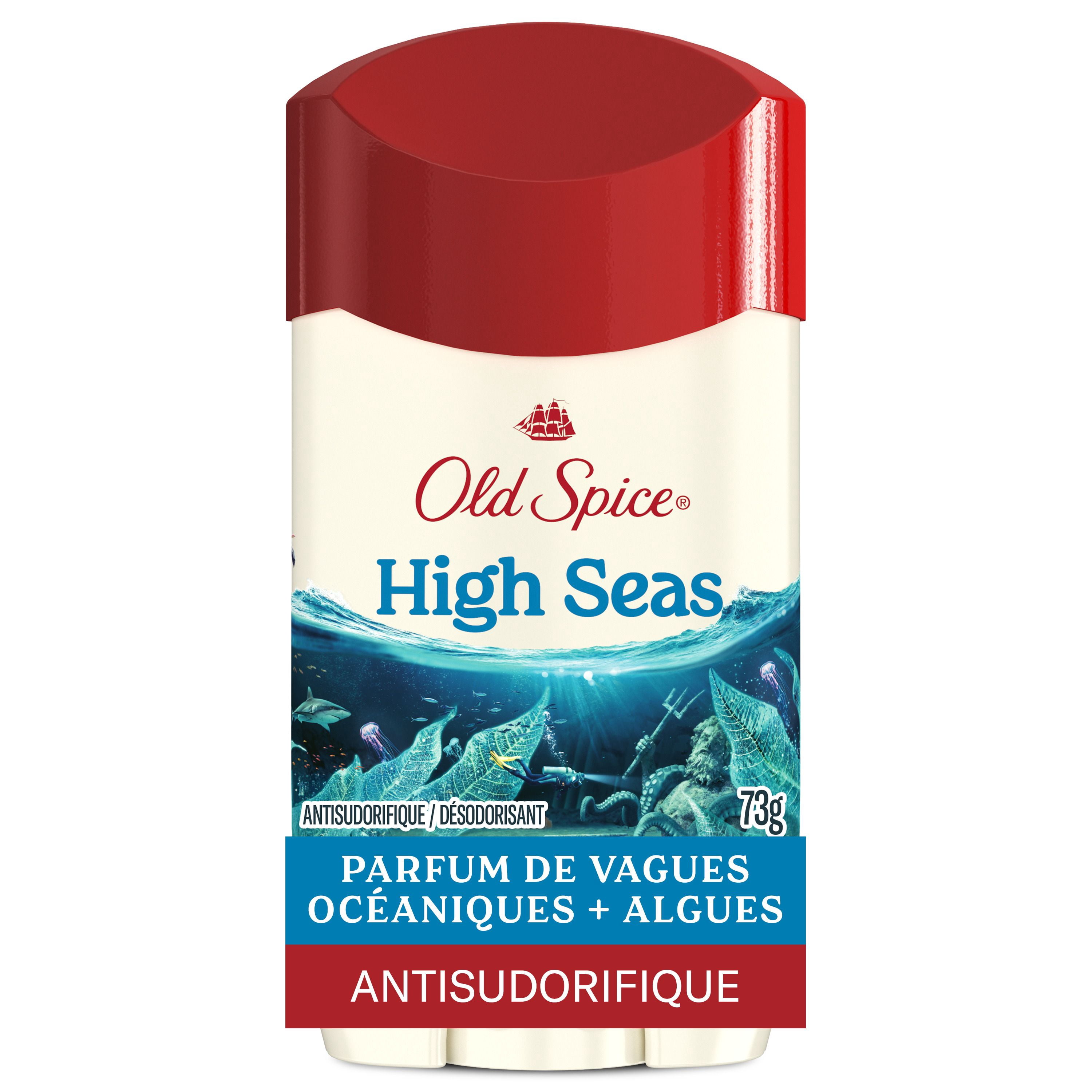 Antisudorifique et désodorisant Old Spice pour hommes, High Seas, parfum de vagues océaniques et algues, fraîcheur durable 24/7