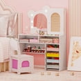 thumbnail image 2 of Costway Kids Vanity with Lights with 5 Drawers & 2 Compartments, Single-door Cabinet White, 2 of 11