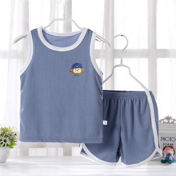 JCCXIN Outfit Sets Child Quick Drying Vest Set Summer Ice Silk Clothes Sets Boys Girls Tops Pants Two Piece Children Wear Cozy Dailywear
