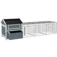 thumbnail image 2 of Pefilos 131" Outdoor Large Chicken Coop, Wooden Hen House with Pull-out Tray, Runs and Chicken Nesting Box Rabbit Hutch Bunny Cage, Gray, 2 of 9