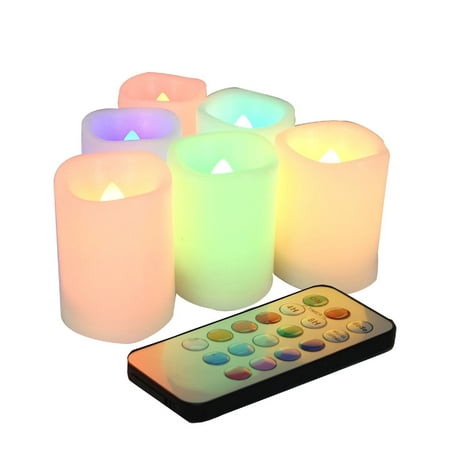 Candle Choice Set of 6 Color Changing Indoor / Outdoor Flameless Votive Candles with Remote and Time, Battery Operated, Batteries Included, 12 (Best Flameless Candles With Remote)