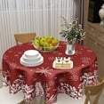 thumbnail image 6 of Merry Christmas Tablecloth 60 Inch Round Red Christmas Floral Table Cloth Round Cover Christmas Snowflake Snowy Xmas Table Cloth Winter Farmhouse Decorative for Holiday Home Kitchen Dining Party, 6 of 6