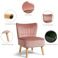 thumbnail image 5 of Spaco Armless Accent Chair Tufted Velvet Leisure Chair-Pink, Modern Mid-Century Upholstered Living Room Chair, 5 of 8