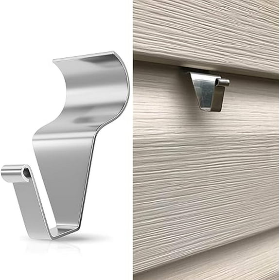 Januofit Vinyl Siding Hooks (4-Pack), Stainless Steel No Hole No Damage Siding Clips Hangers for Hanging Outdoor, Hooks for Outdoor String Lights, Patio Decor, Front Porch Decor, Wreath Decor