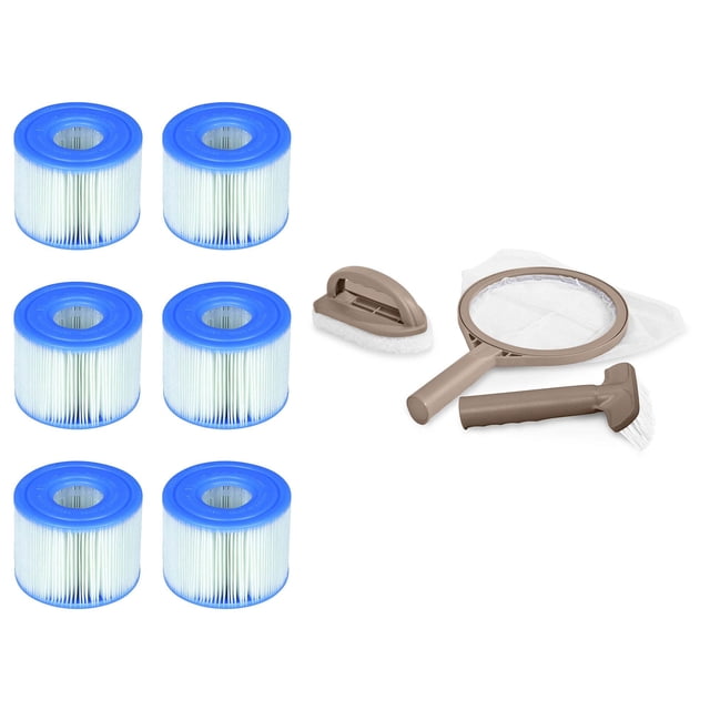 Intex PureSpa Type S1 Cartouches de Filtre de Piscine Easy Ensemble (6 Filtres) & Kit de Nettoyage