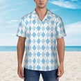 thumbnail image 4 of Lsque Blue and White Squares pattern Hawaiian Shirt for Men, Unisex Summer Beach Casual Short Sleeve Button Down Shirts-Medium, 4 of 9