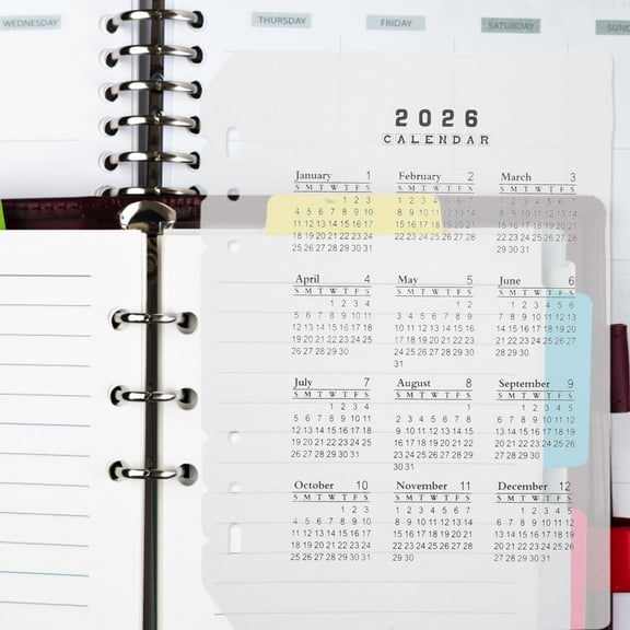 ETHZZLE 4-Pack 2026 Calendar Binder Plastic Dividers for Professional Planning, Scheduling, and Back to School Use