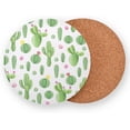 thumbnail image 2 of FREEAMG Round Coasters Set of 4, Cactus Absorbent Coasters for Drinks,Cork Base,Cup Tabletop Protection Mat, 2 of 7