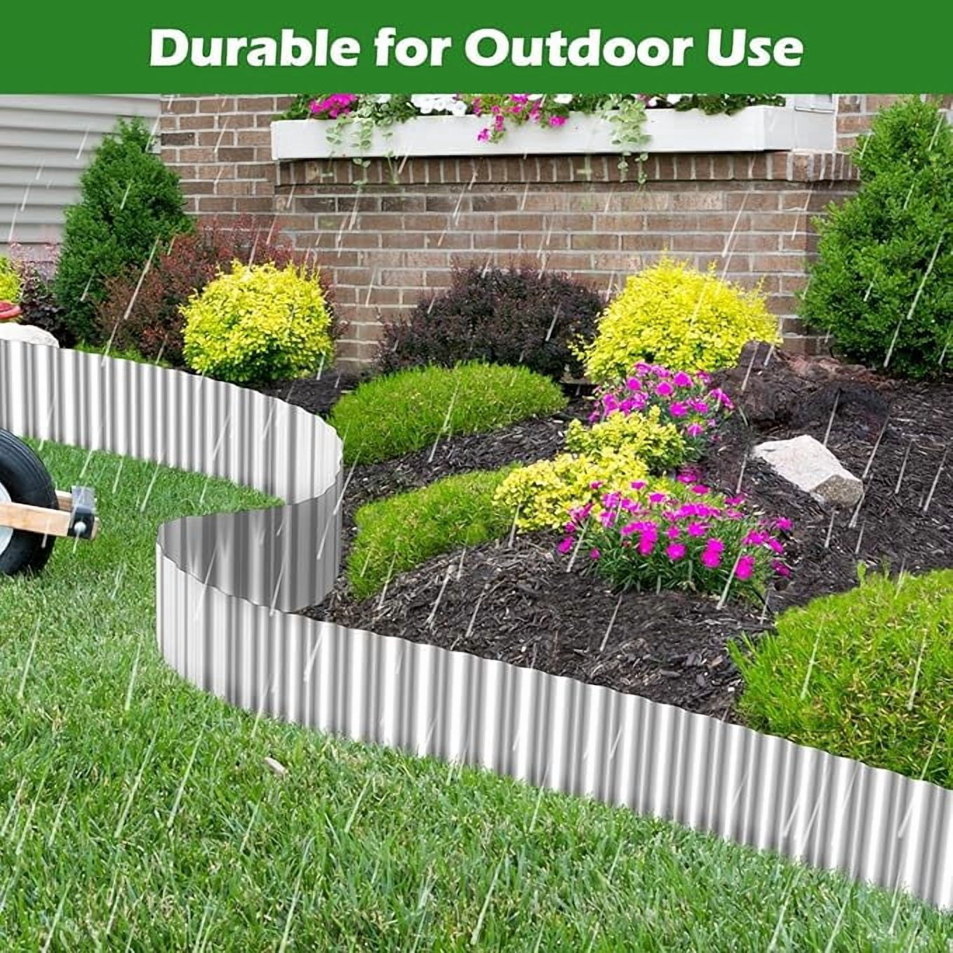 Corrugated Metal Garden Edging, 6'' x 20FT Landscape Border for Flower Bed, Lawn, Yard, Paver Silver
