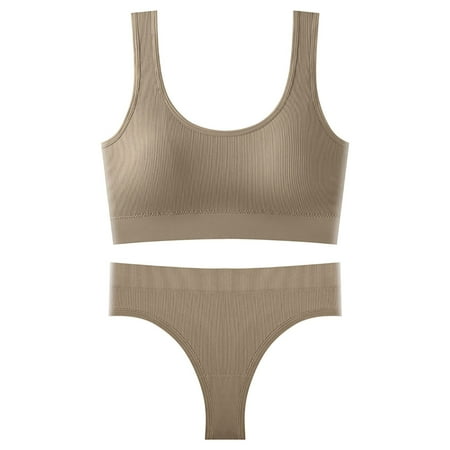 

Bra and Underwear Set Women 2 Piece U Neck With Padded Bra Sling Lingerie Vest And Thong Panties Set Bra and Underwear Sets for Women