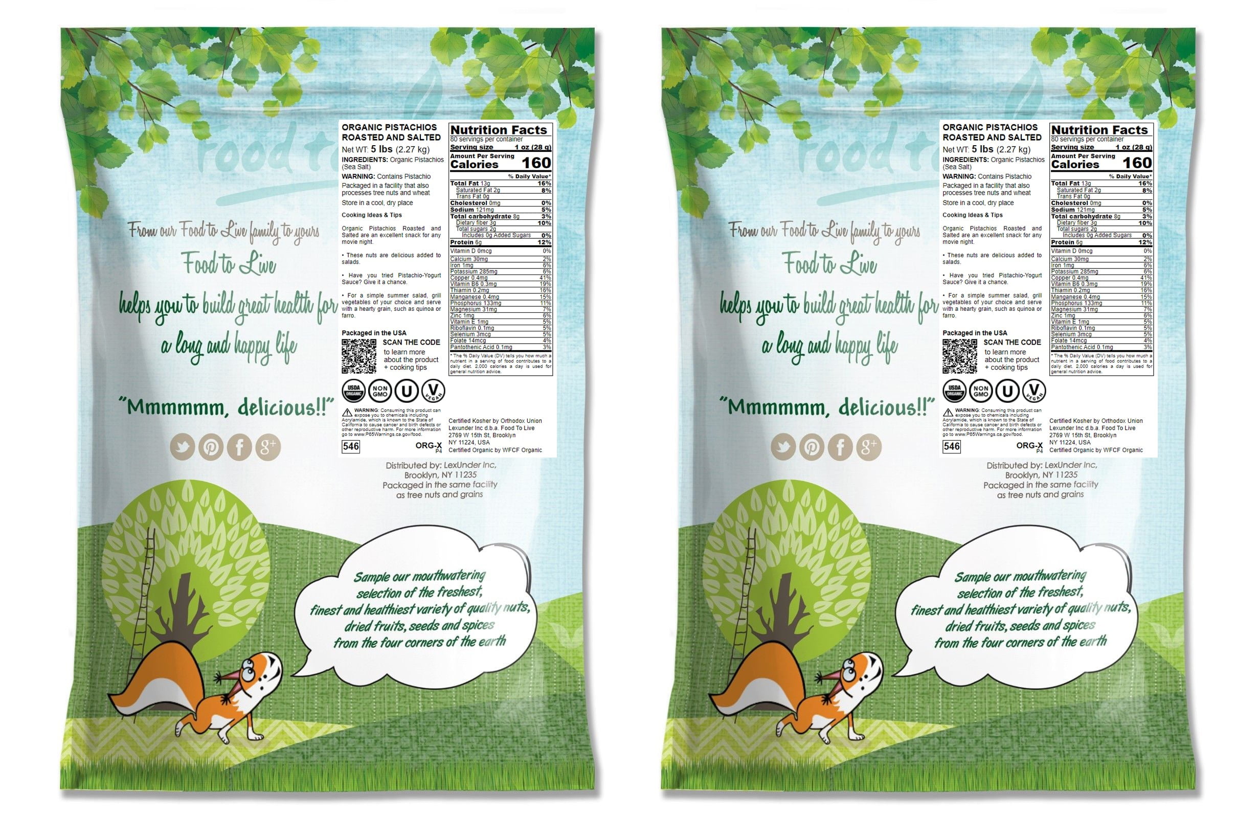 Food to Live Organic California Pistachios (In Shell, Roasted and Salted, Non-GMO, Bulk) (10 Pounds)