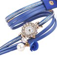 thumbnail image 1 of Reloj de cuarzo con correa de cuero de PU de moda Reloj de pulsera con diamantes de imitación para mujer (azul), 1 of 5