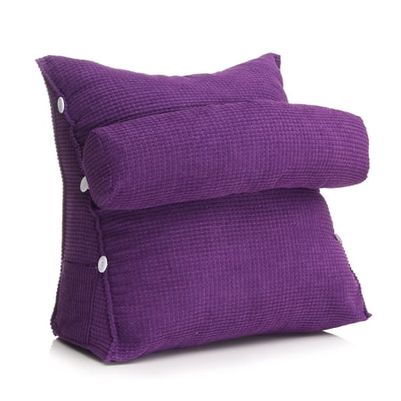 Adjustable Back Wedge Cushion Pillow Sofa Bed Office Chair Rest Waist Neck Support Best Gift, Purple