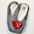 thumbnail image 5 of Women's Faux Fur Sherpa Lined Slippers with Sequins, Snuggle Feet Festive Slipper Socks, Snoozies, 5 of 9