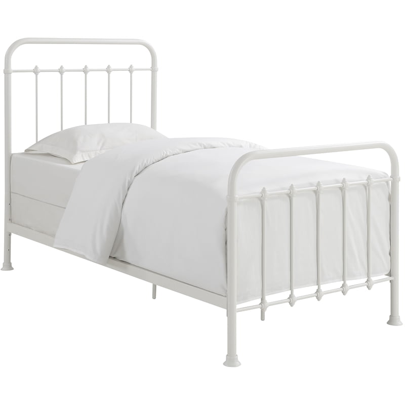 Curved Corner Metal Twin Bed In White, Which Way Should Bed Slats Curved Corner