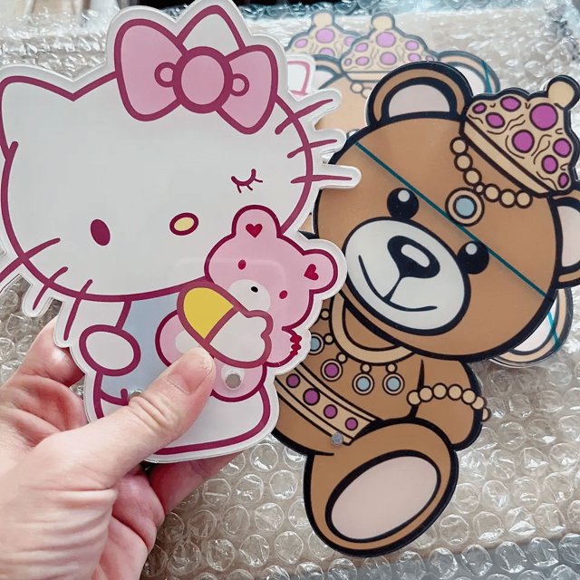 Venta caliente Hello Kitty imán acrílico paleta de pestañas extensiones de pestañas logotipo personalizado soporte de pestañas extensiones de pestañas azulejo de pestañas