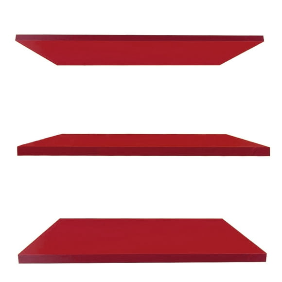 Kit 3 Repisas Flotantes Mdf 20x40cm Instalación Fácil Rojo