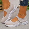 thumbnail image 4 of Womens Beige Breathable Mesh Mary Jane Casual Shoes with Cushioned Sole & Adjustable Strap for All-Day Comfort,Size 7, 4 of 9