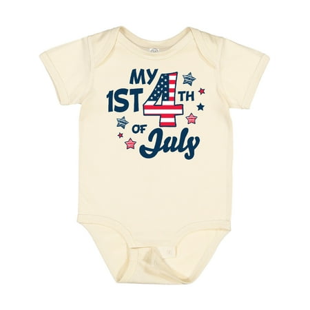 

Inktastic My 1st 4th of July with Striped Stars Gift Baby Boy or Baby Girl Bodysuit