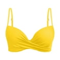 thumbnail image 2 of TOWED22 Push Up Swim Top Bikini Top for Women Bathing Suit Criss Cross Self Tie Spaghetti Straps V Neck(Yellow,M), 2 of 5