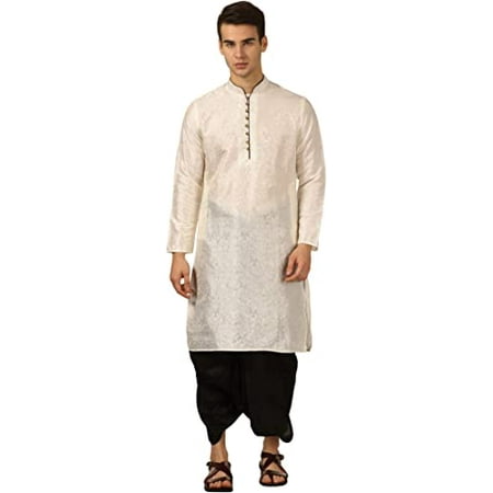 

Royal Kurta Mens Art Silk Dhoti Kurta Set (Cream) (42)
