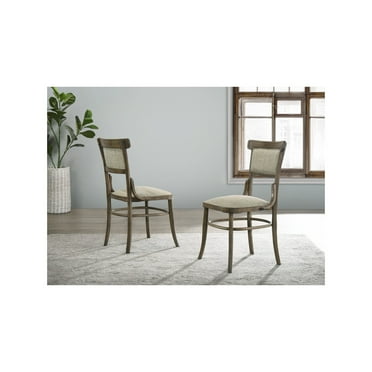 Maykoosh Handcrafted Haven Set of 2 Vintage Walnut 19" Wide Contemporary Fabric Dining Chair with Cushion