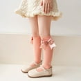 thumbnail image 2 of Dongfang Kids Socks Toddler Girls Large Bow Plain Knee Length Non Grip Stockings For School Durable Breathable Long Socks, 2 of 5