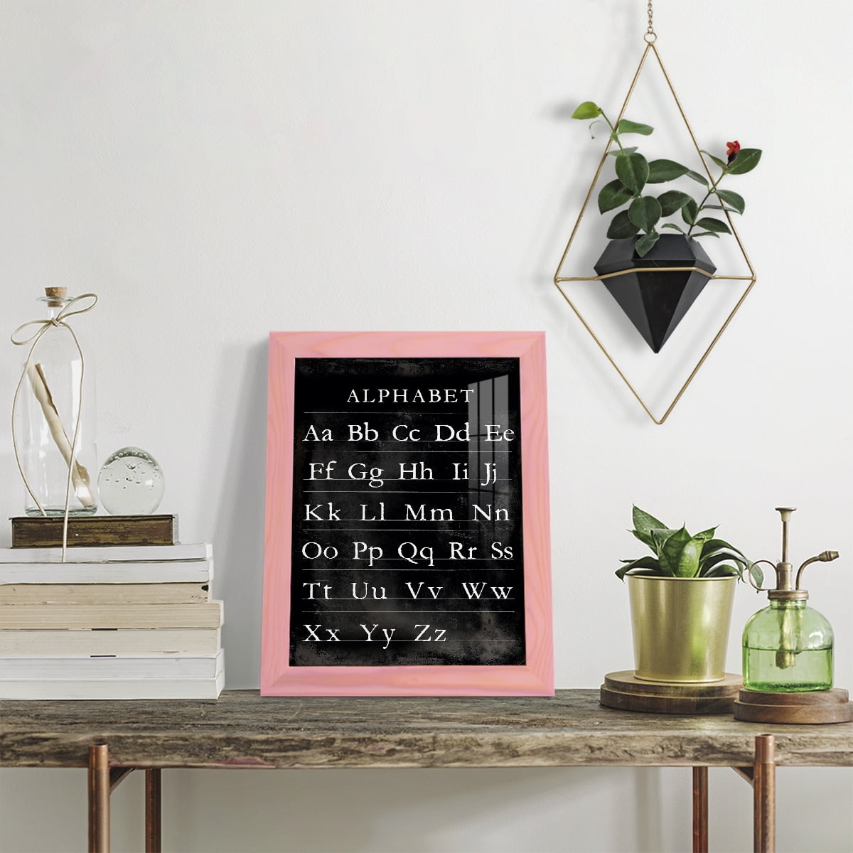 Alphabet Chart - Framed Print w/glass - Sunset Pink