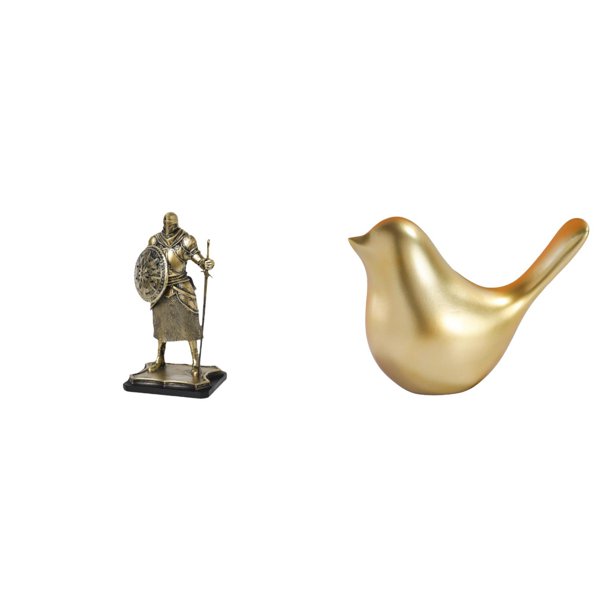Figura decorativa de un caballero europeo y un pájaro dorado, ideal como adorno de escritorio para la entrada, la sala de estar, la oficina o como dec