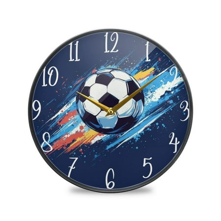 Round Clock Wall Clock Decorative Clock 9.5 Sizes Soccer Ball in Space