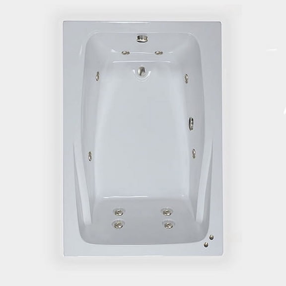WaterTech Acrylic 60 in. x 48 in. Reversible Drain Drop-In Whirlpool Tub - White