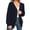 Navy Blue, variant on Women's 100% Cotton Cardigan Sweater, Oversized Long Sleeve Knit Button Front Cardigan with Pockets, Navy Blue L