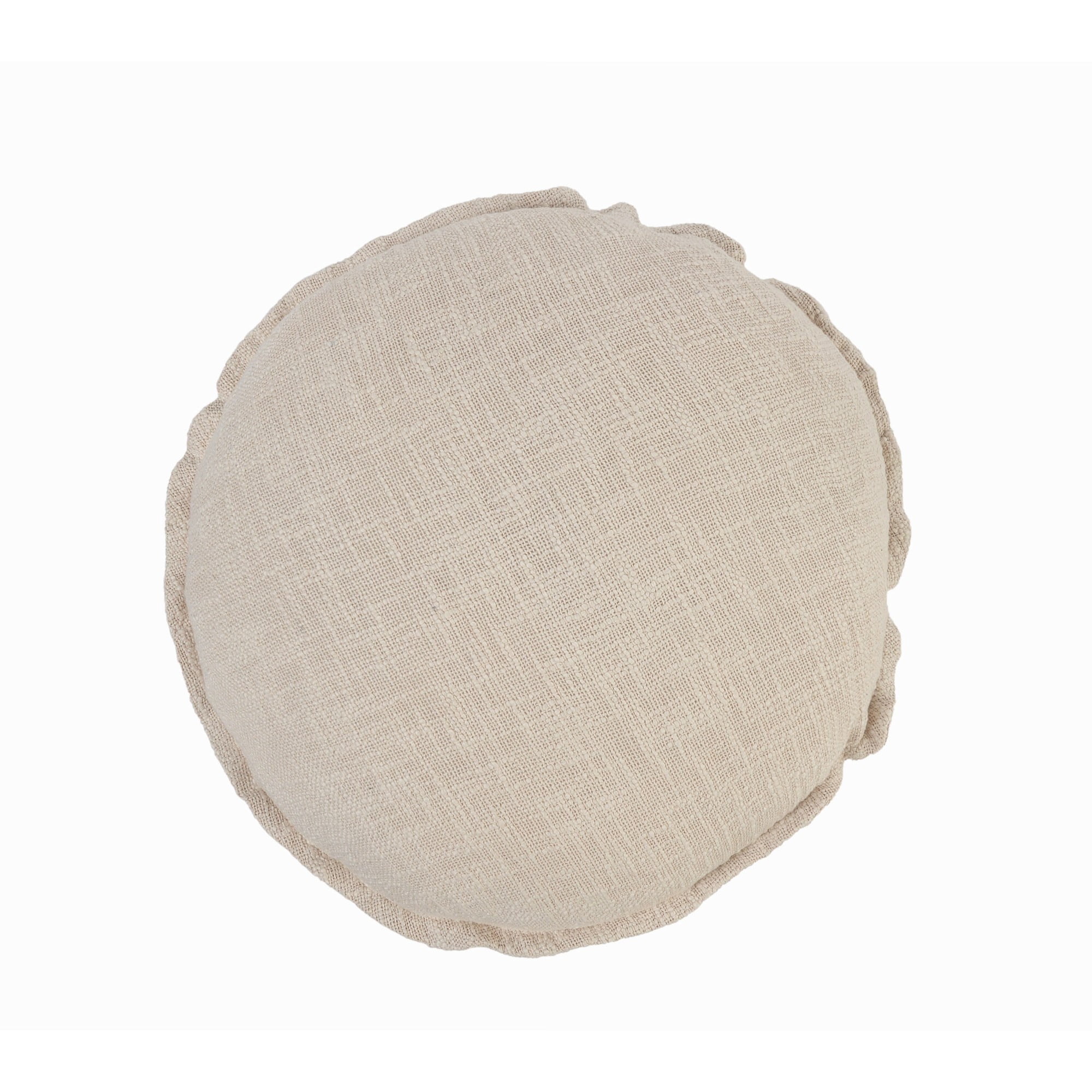 Laddha Home Designs Handwoven Over Tufted Solid Round Throw Pillow Cover - 20" - Beige