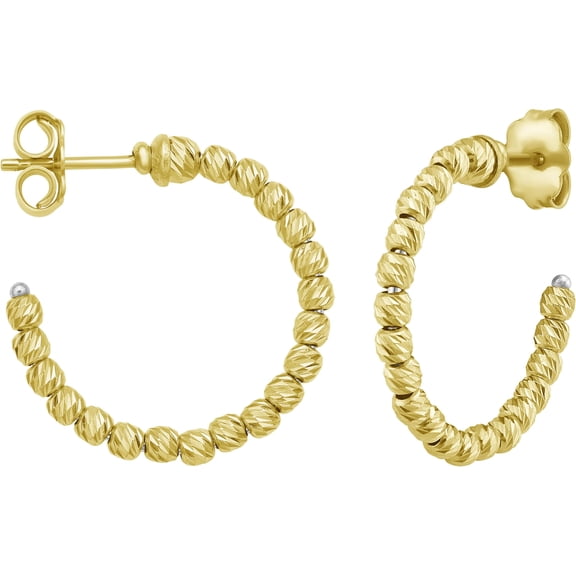 Floreo 14k Yellow Gold 21mm Textured Bead C-Hoop Earrings