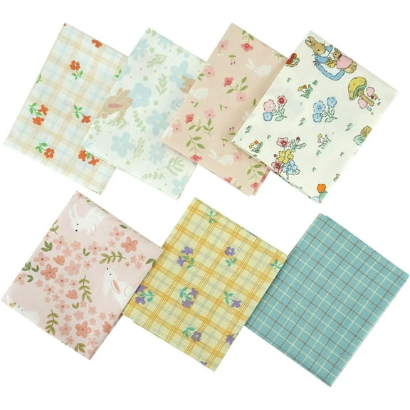 7Pcs 18x22 inch Cotton Fabric Floral Fat Quarters Fabric Pre-Cut Quilt Squares for Patchwork Quilting and DIY Sewing Projects (Floral)
