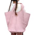 thumbnail image 3 of AMERTEER Women‘s PU Shoulder Bag Large Capacity Bucket Tote Soft Satchel Splicing Design, 3 of 3