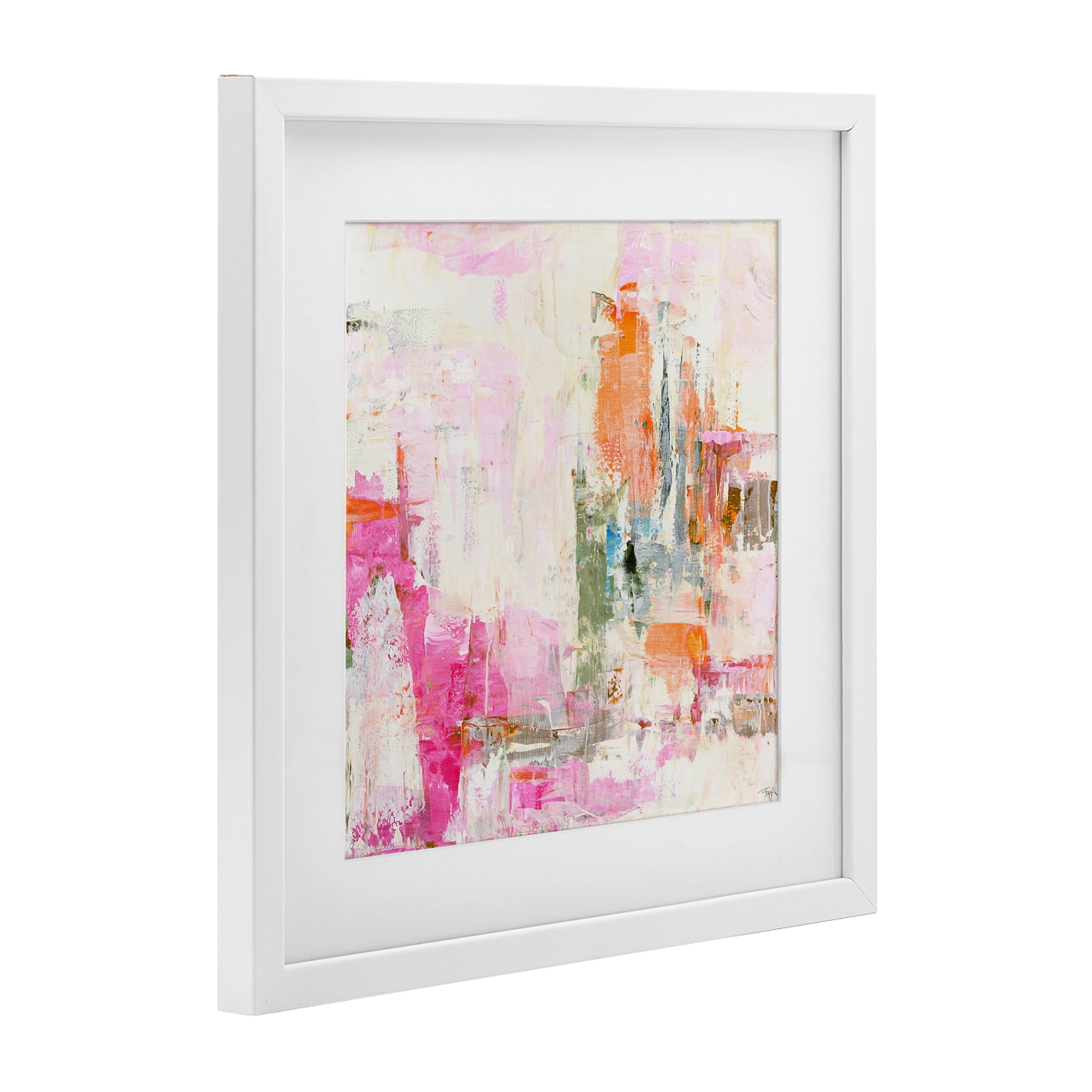 Stupell Industries New Age Pink Abstract White Framed Print Under Glass, design by Design Fabrikken