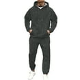 thumbnail image 2 of Hearthz Sweat Suits for Men 2 Piece Winter Fleece Hoodies and Cargo Sweatpants Set Drawstring Elastic Waisted Straight Leg Mens Sweat Suits with Pocket, 2 of 7