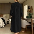 thumbnail image 6 of UKHCCC Women's Linen Cotton Loose Fit V-Neck Midi Dress with Pockets Casual Summer Flowy A-Line Silhouette Solid Button Detail S-3XL, 6 of 9