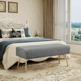 thumbnail image 3 of SSyao 44 Inch Bedroom Ottoman Bench, Upholstered End of Bed Bench with Gold Legs for Living Room Bedroom Dinning Room Entryway-Velvet-grey, 3 of 9