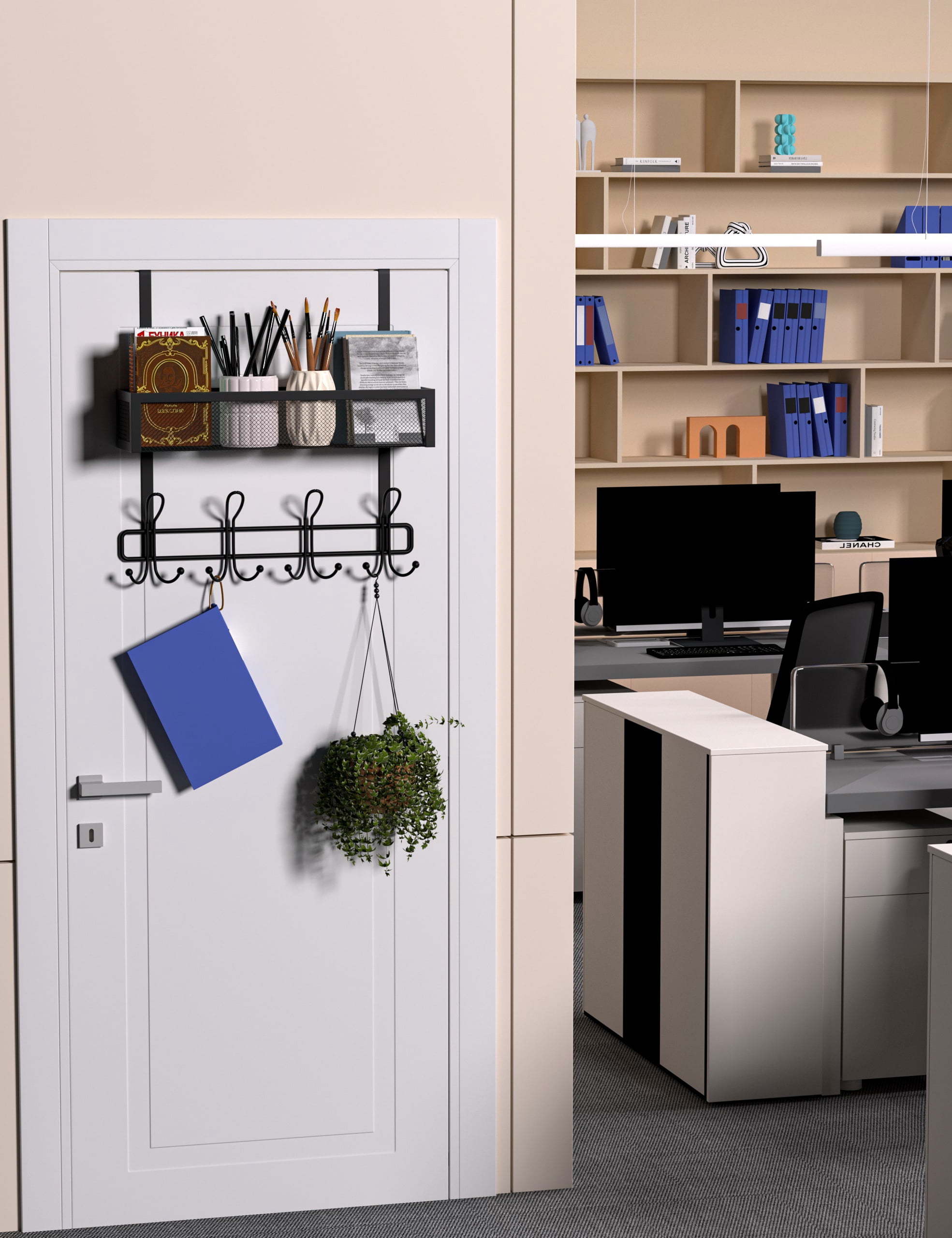 Over The Door Hooks Organizer Storage - Over The Door Hanger for Coat Rack with 12 Hooks，Over Door Storage for Bathroom,Bedroom,Kitchen,Office