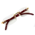 thumbnail image 3 of Men's Vintage Rimless Woodgrain Retro Gold Frame Clear Lens Hip Hop Glasses, 3 of 6