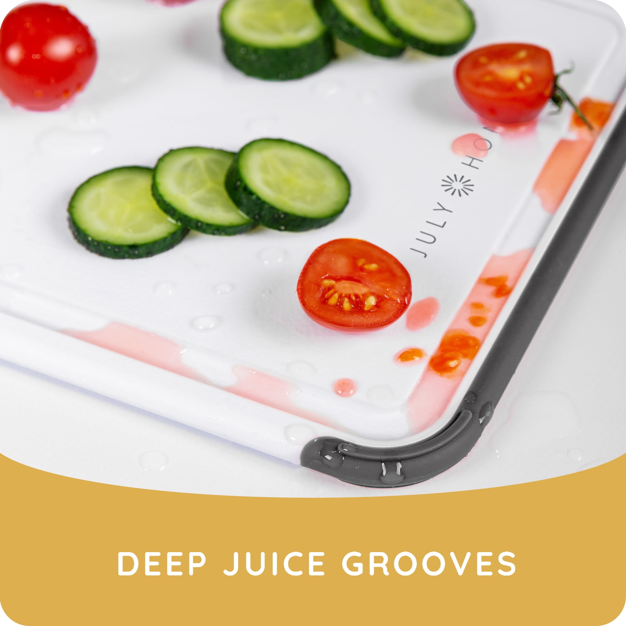 Cutting Boards for Kitchen, Plastic Chopping Board Set of 4 with Non-Slip Feet and Deep Drip Juice Groove, Easy Grip Handle, BPA Free, Non-Porous, Dis