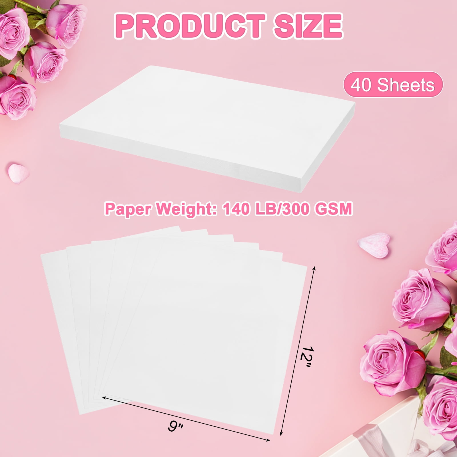 9x12 Inch 140 LB/300 GSM Right Corner Watercolor Paper Bulk, Pack of 40