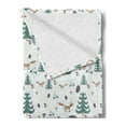 thumbnail image 2 of Forest Friends Soft Flannel Fleece Throw Blanket, Continuous Pattern with Trees Pine Cones Foxes and Mushrooms in Rain, Cozy Plush for Indoor and Outdoor Use, 70" x 90", Multicolor, by Ambesonne, 2 of 5
