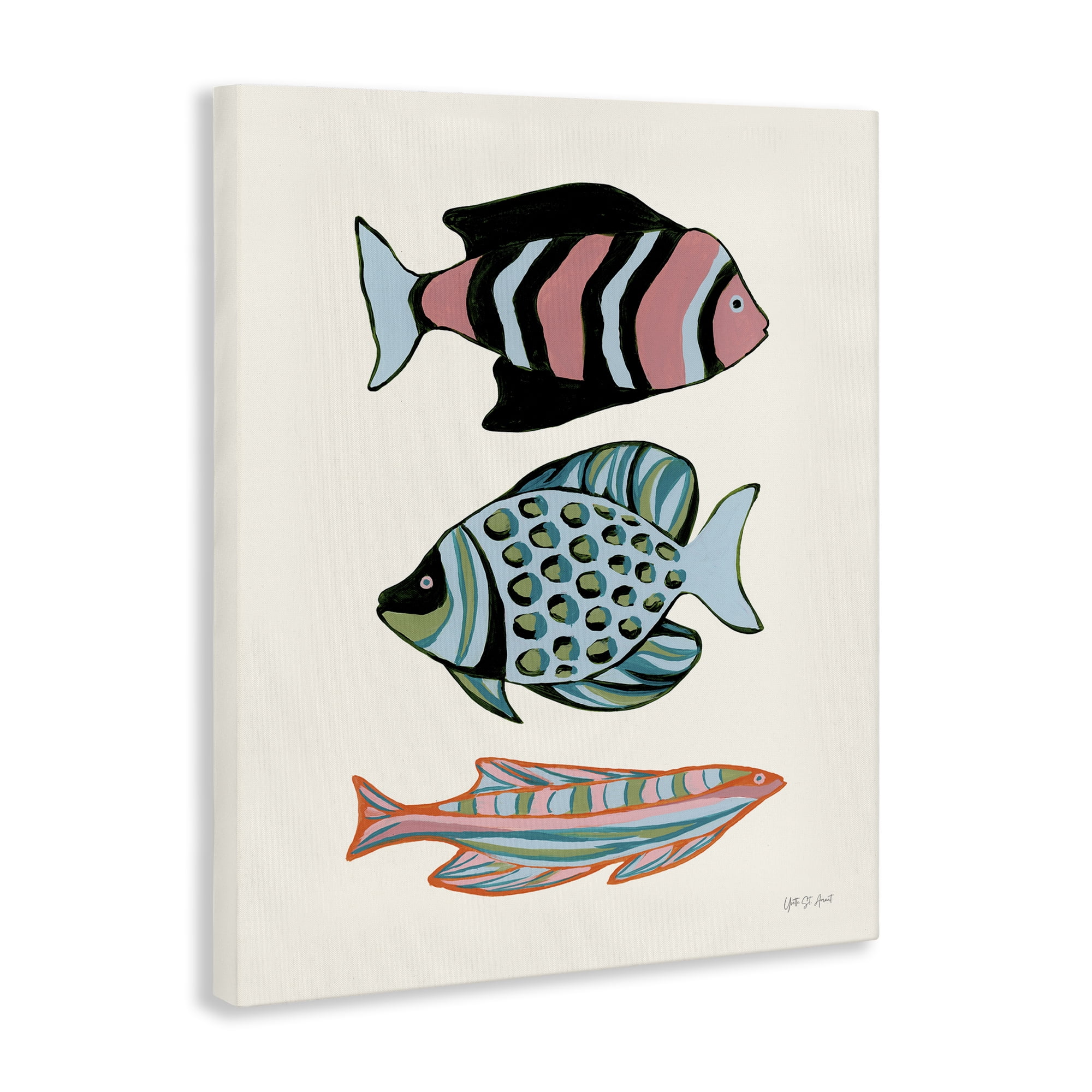 Stupell Industries Tropical Fish Trio Nautical & Beach Painting Wrapped Canvas Art Print Wall Art, 16 x 20