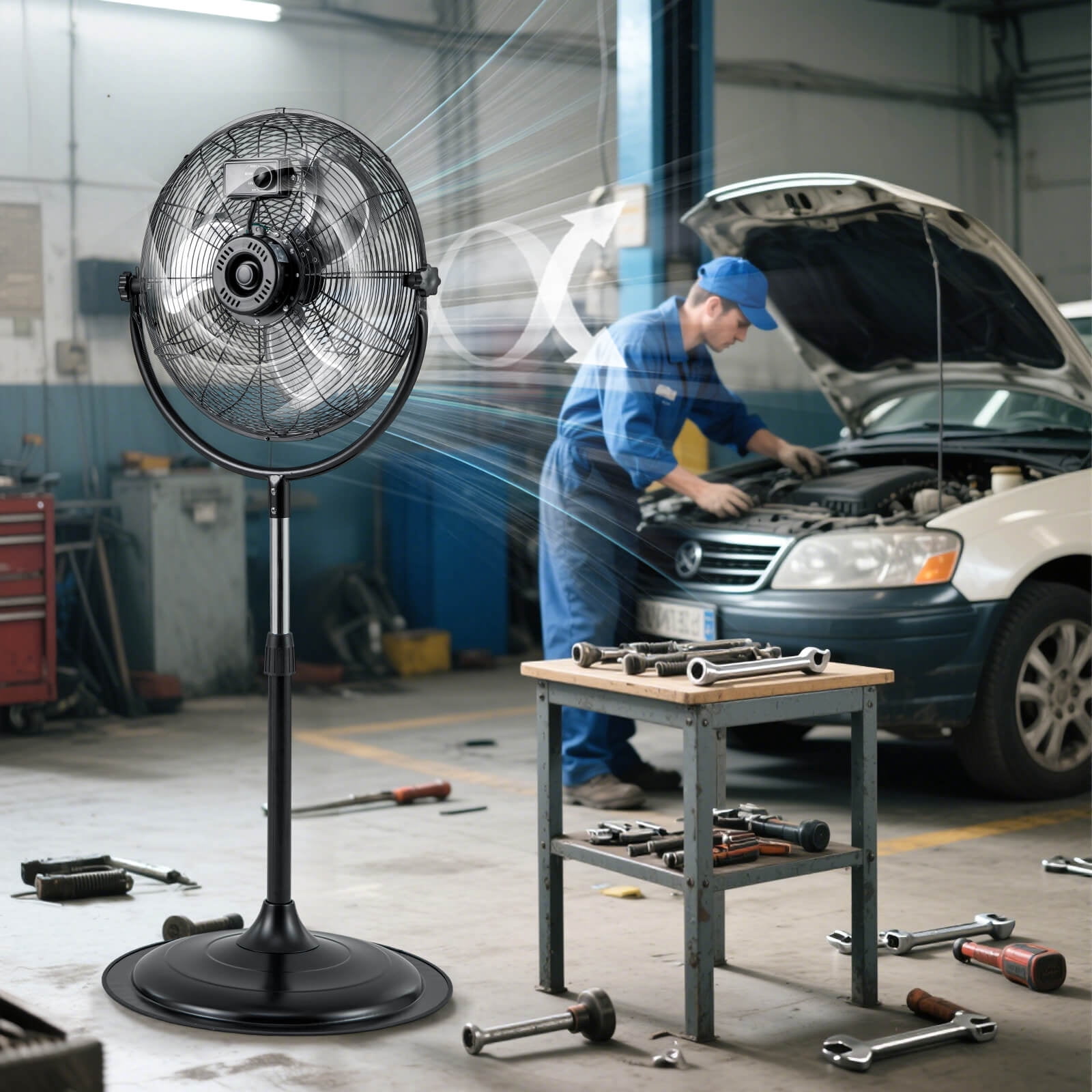 Costway 18" High Velocity Standing Fan with 3 Speeds 360° Tilt & Adjustable Height for Home Office Black
