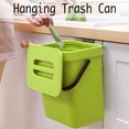thumbnail image 2 of Small Plastic Trash Can, Hanging Small Trash Can with Lid Under Sink for Kitchen, Food Waste Bin for Countertop, Mountable Garbage Can for Bathroom, RV, 5L/1.3 Gal, Green, 2 of 7