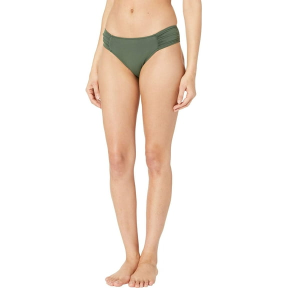 Seafolly Women's Standard Ruched Side Retro Full Coverage Bikini Bottom Swimsuit, Forest, 4 US